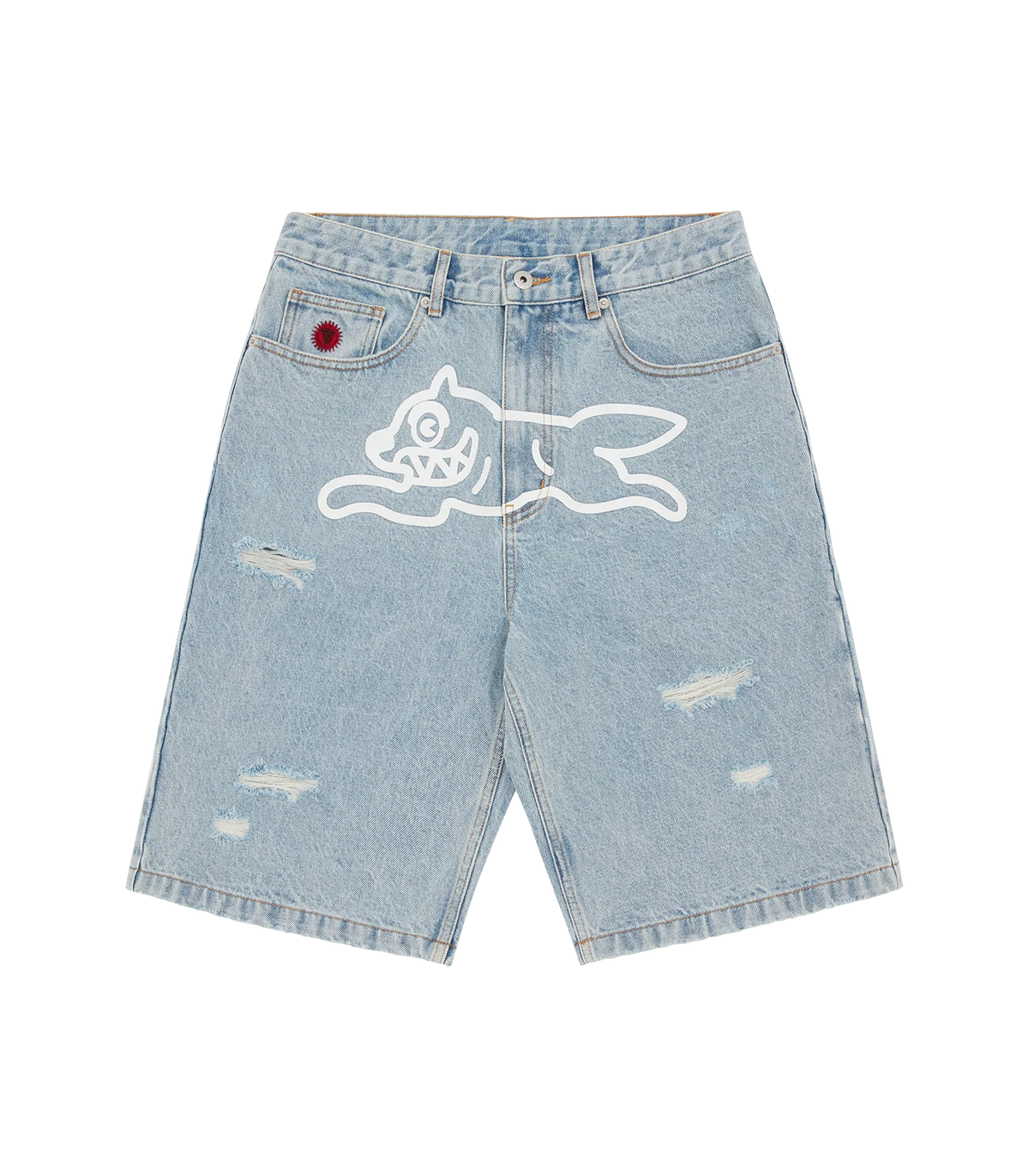 Icecream RUNNING DOG DENIM SHORTS - HEAVY WASH BLUE (D089)