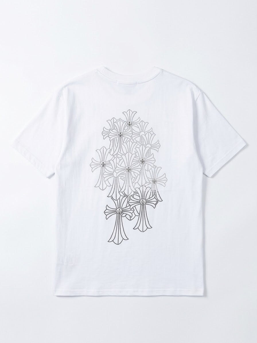 Chromehearts Rhinestone Cross white Tshirt