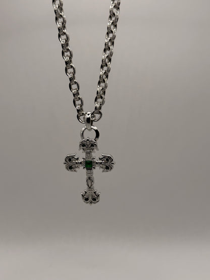 Chromehearts Royal Emerald Cross Chain 60 cm plata 925