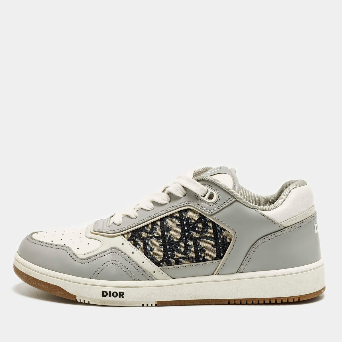 Dior B27 Uptown Size 39 Grey/White Oblique Canvas and Leather Low Top Sneakers