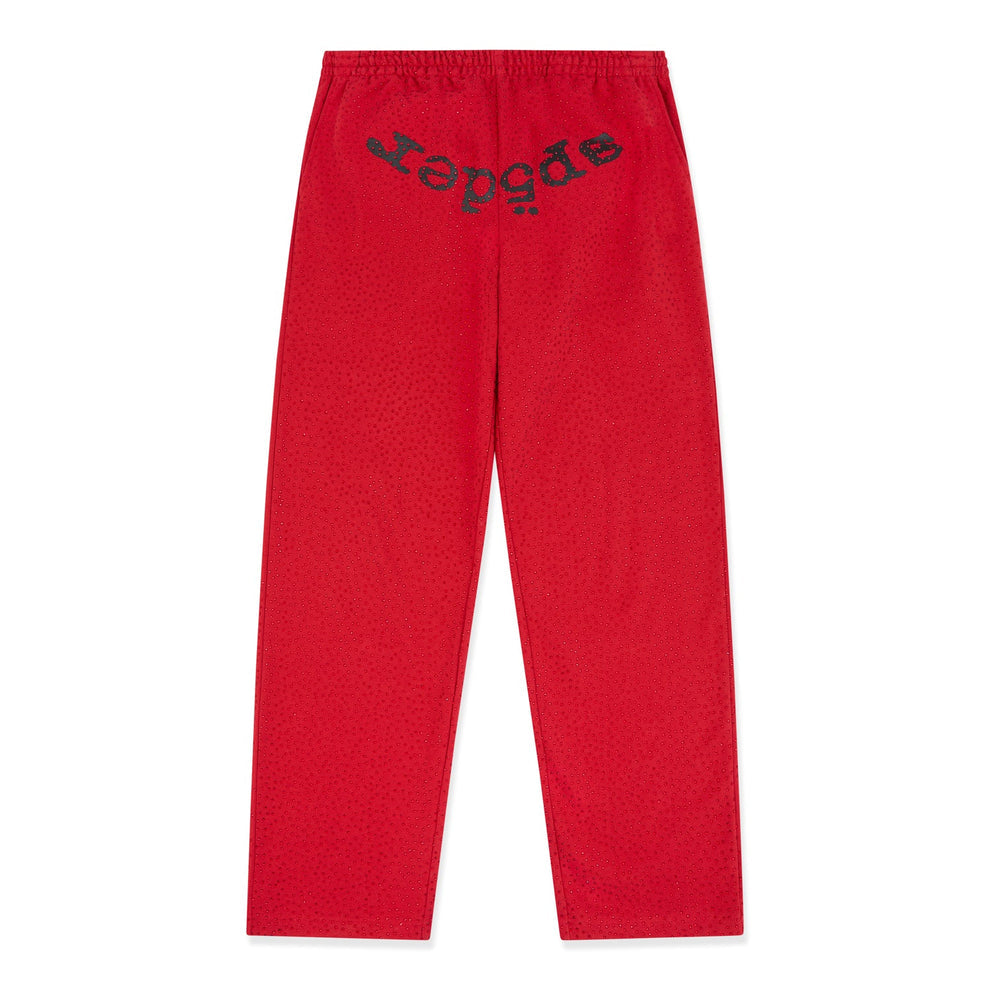 SWEATPANTS SPIDER RHINESTONE RED