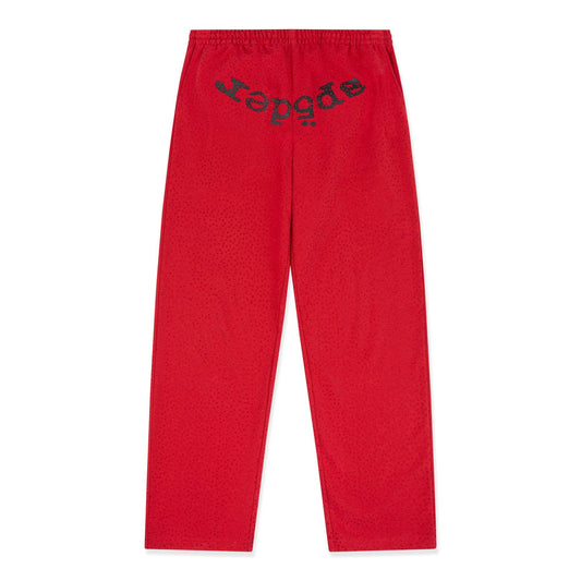SWEATPANTS SPIDER RHINESTONE RED