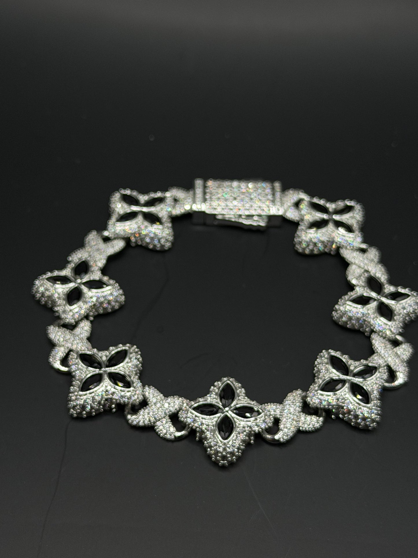 Black Floral Tennis Bracelet