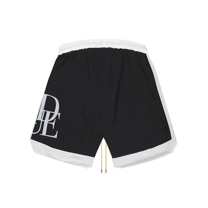 RHUDE SIDE LOGO SHORTS IN BLACK
