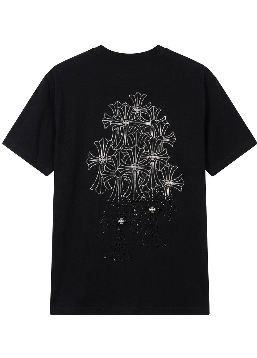 Chromehearts Rhinestone Cross black Tshirt