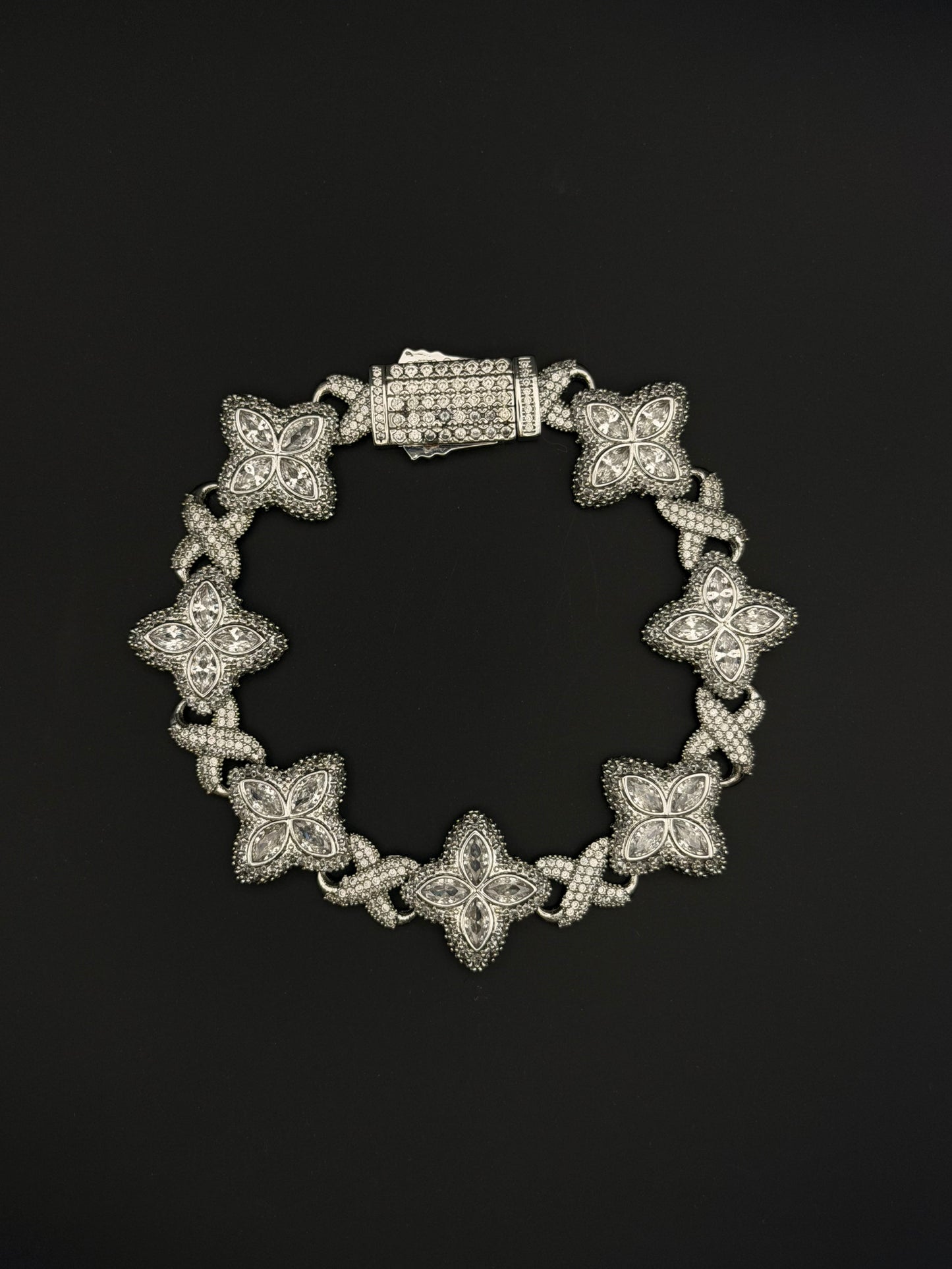 Silver Floral Tennis Bracelet