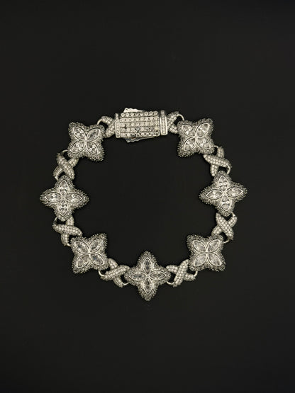 Silver Floral Tennis Bracelet