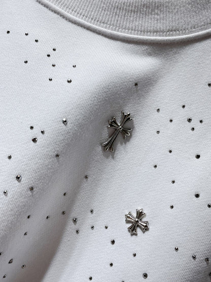 CHROMEHEARTS RHINESTONE MULTI CROSS WHITE