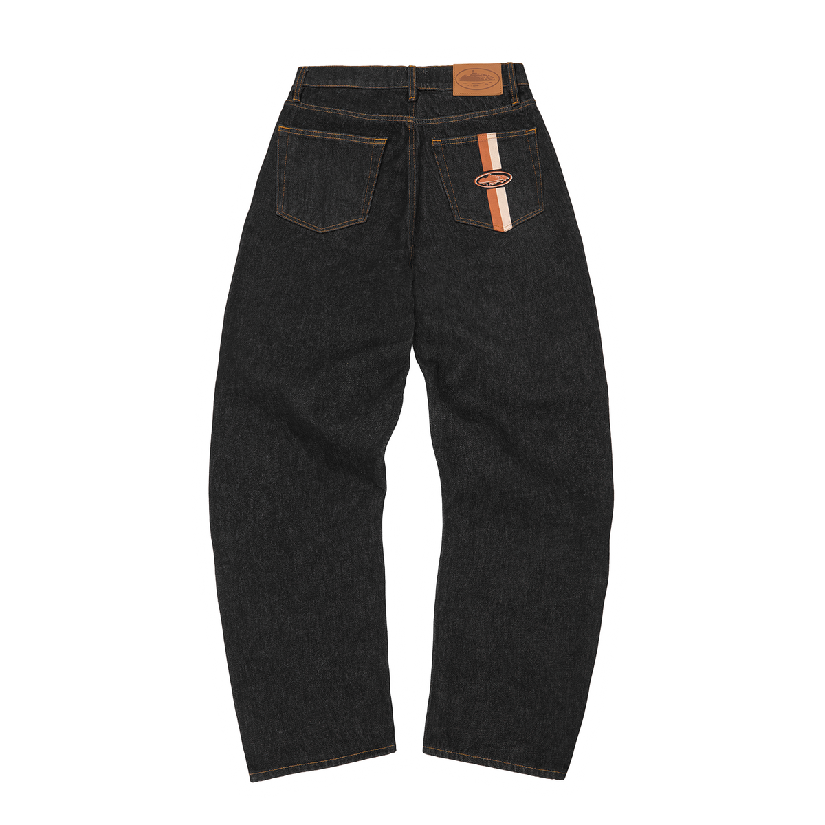 Corteiz DUAL STRIPE BAGGY JEANS [WASHED BLACK]