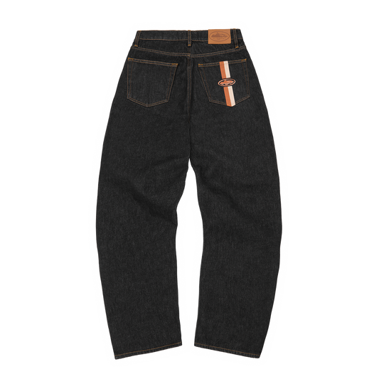 Corteiz DUAL STRIPE BAGGY JEANS [WASHED BLACK]