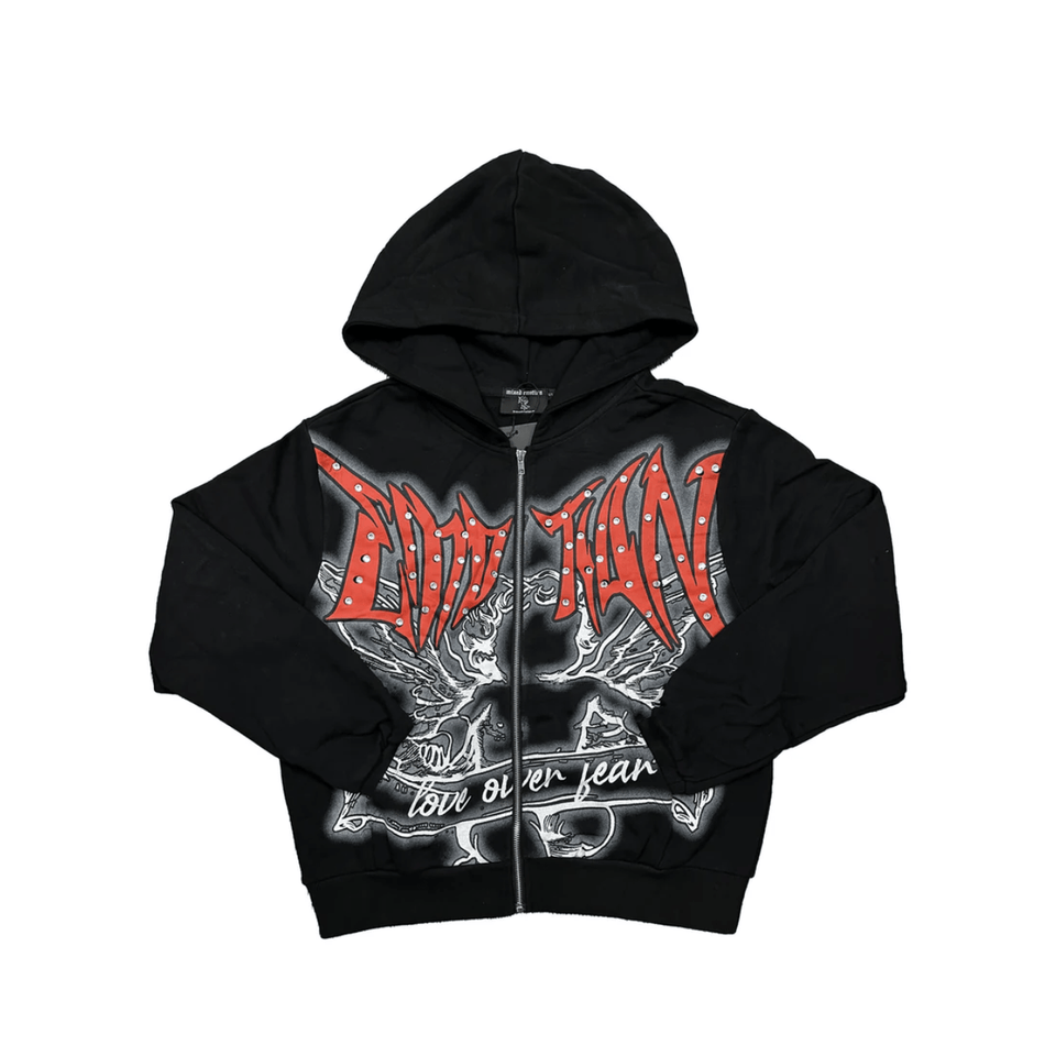 Mixed Emotions Black "Graffiti" Zipper Hoodie