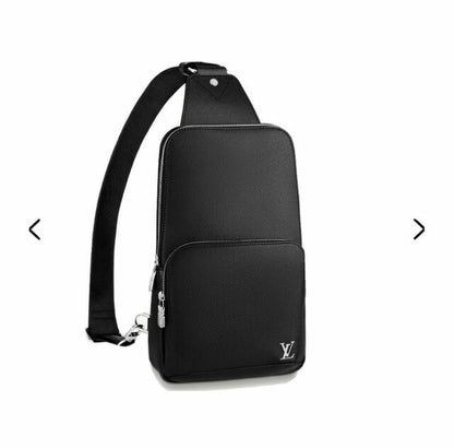 Louis Vuitton Avenue Sling Bag Black Taiga Leather