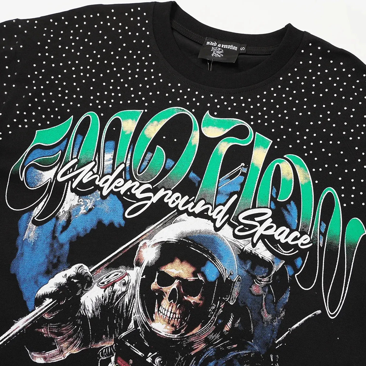 Mixed Emotion Skeleton space black Tshirt