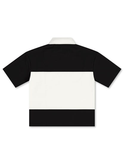MAJESTIK PIQUE CUT & SEW POLO ZIP & SHORT SET Black