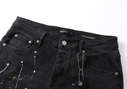 PURPLE FLARED BLACK JEANS PRINT P716