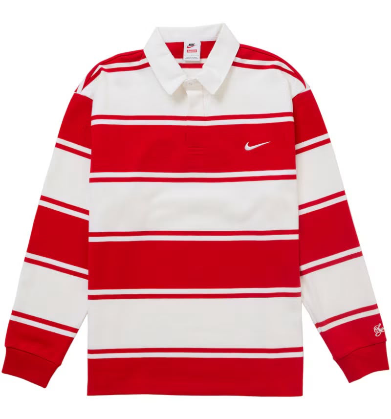 Nike X supreme Raya Stripe Rugby Red long sleeve