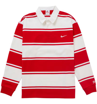 Nike X supreme Raya Stripe Rugby Red long sleeve