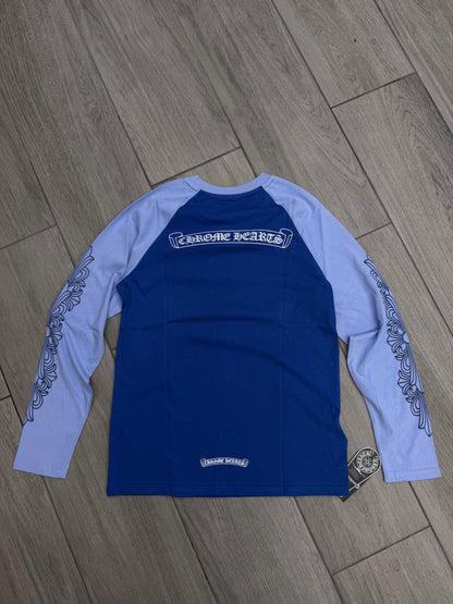 Chromehearts Blue Floral Long Mid Sleeve Tshirt