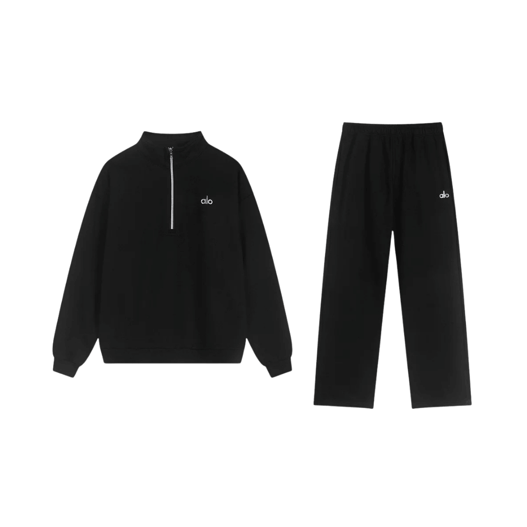 Alo Zip Pullover Black Full Set Black