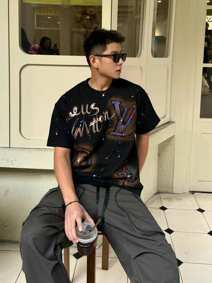 Louis vuitton print black Tshirt