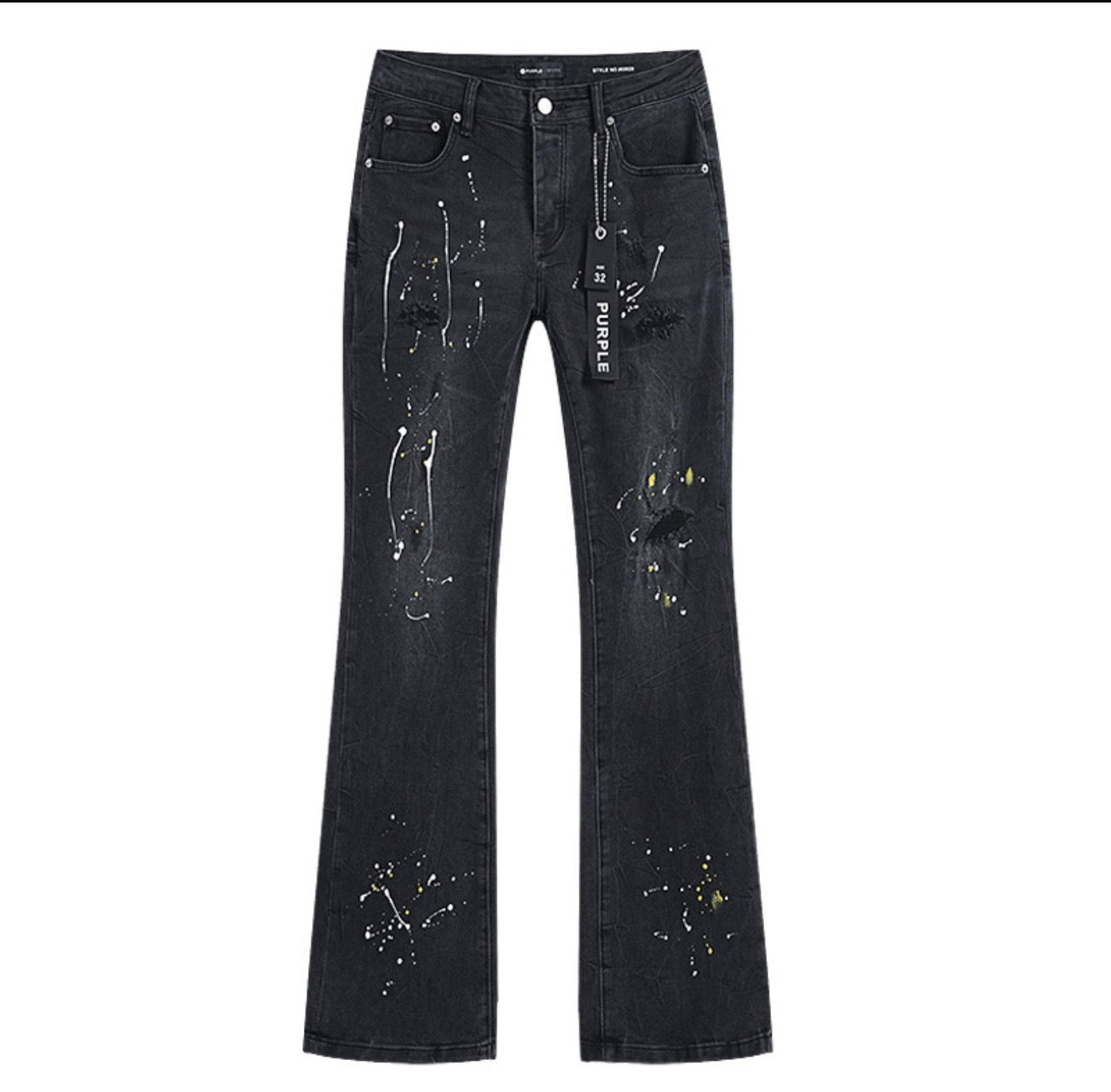 PURPLE FLARED BLACK JEANS PRINT P716