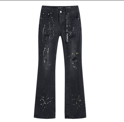 PURPLE FLARED BLACK JEANS PRINT P716