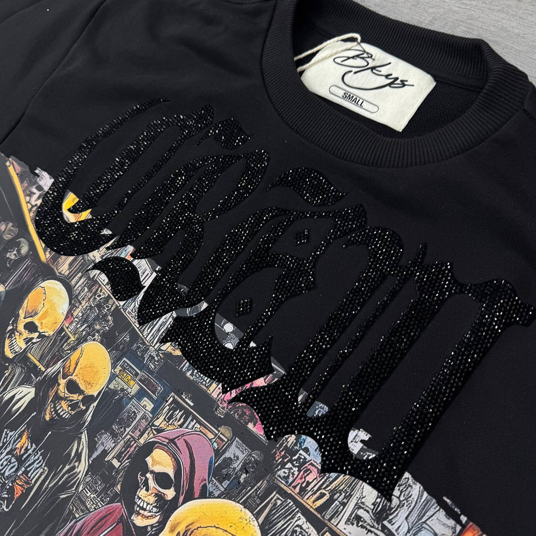 BKYS SKULL CROPPED TSHIRT BLACK