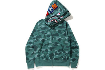 BAPE Color Camo Shark Wide Full Zip Double Hoodie