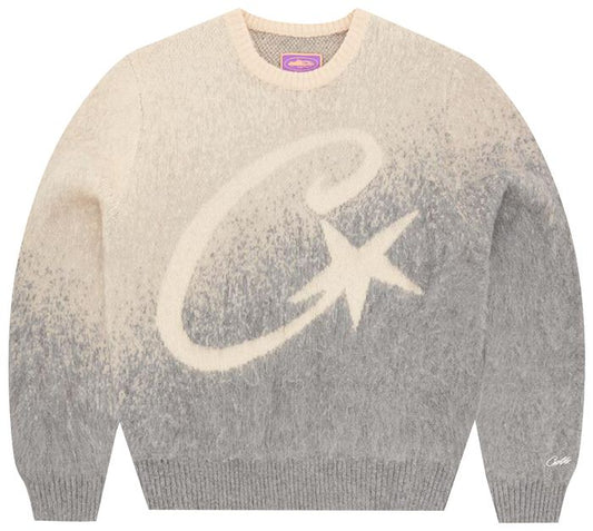 Corteiz C Star Gradient Mohair Knit Sweater 'Grey'