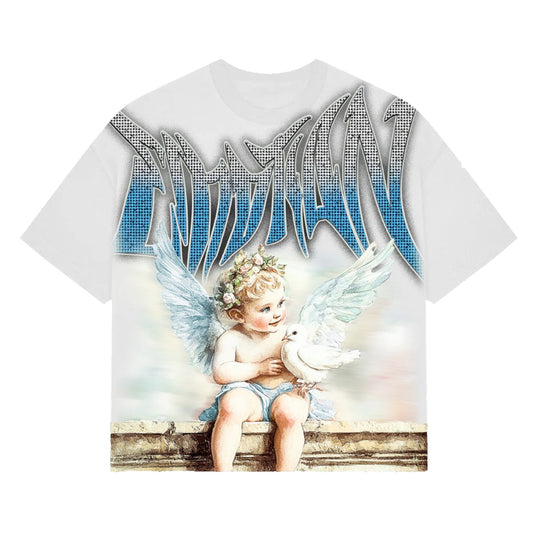 MIXED EMOTION White ‘Dove’ Rhinestone Tee