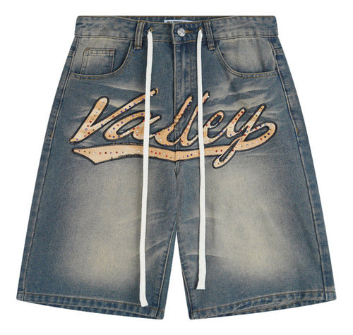 VALLEY VALE FOREVER SKITTLE DENIM JEAN SHORTS BLUE