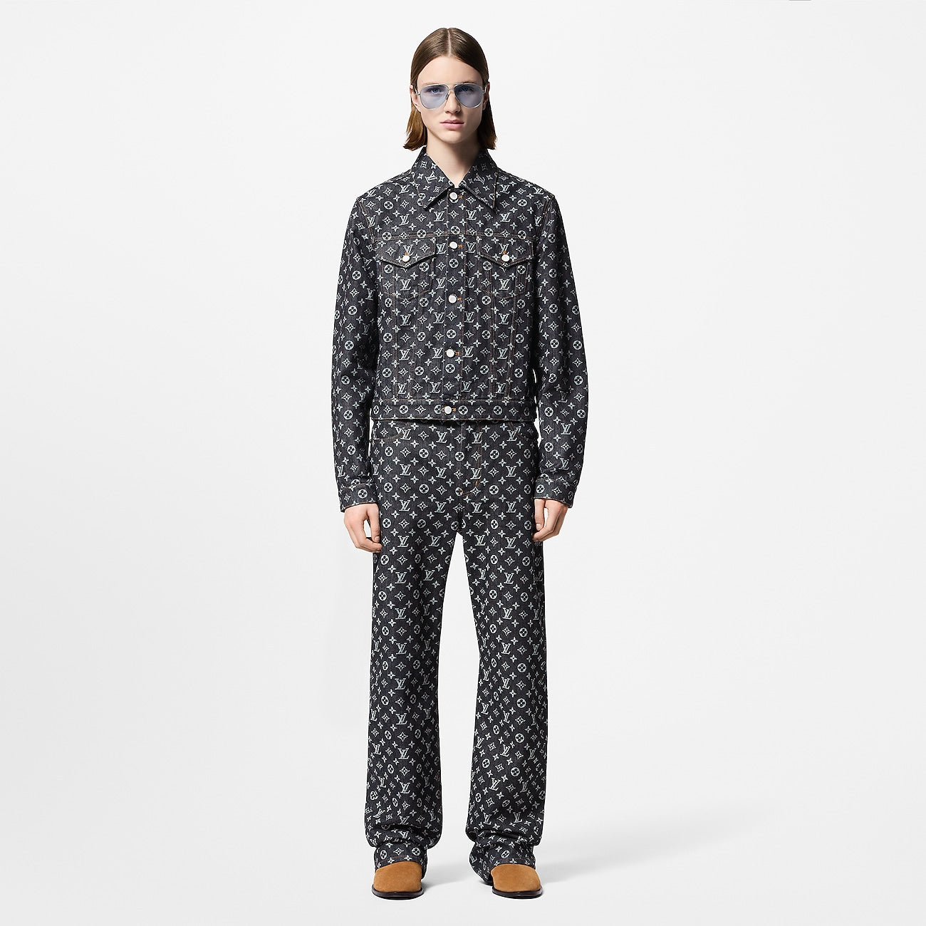 Monogram Jacquard Denim Skate Pants