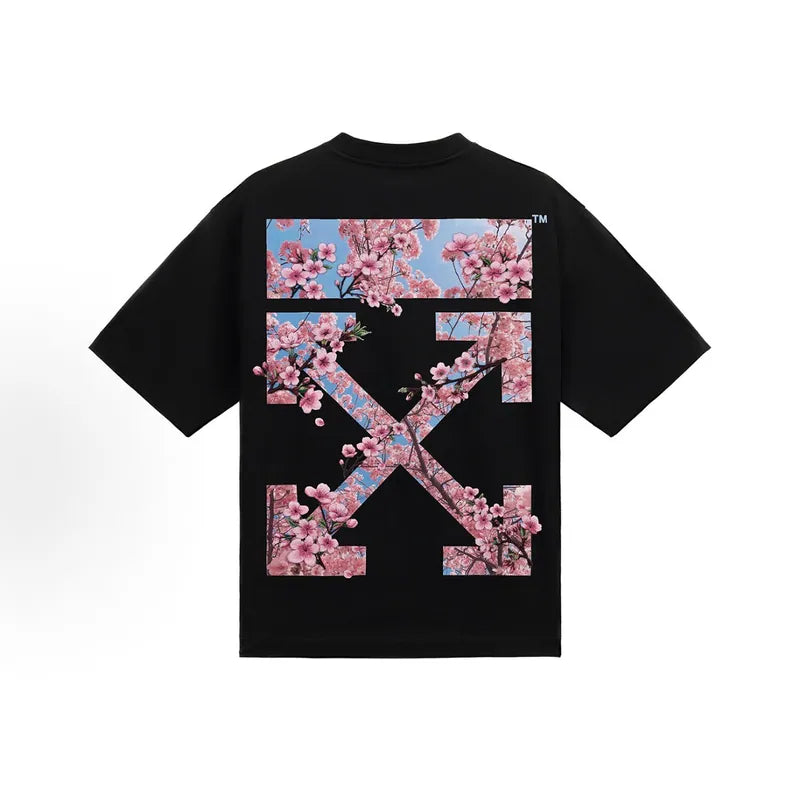 OFF WHITE 26SS RETRO SAKURA Black TEE