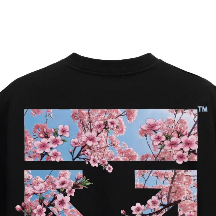 OFF WHITE 26SS RETRO SAKURA Black TEE