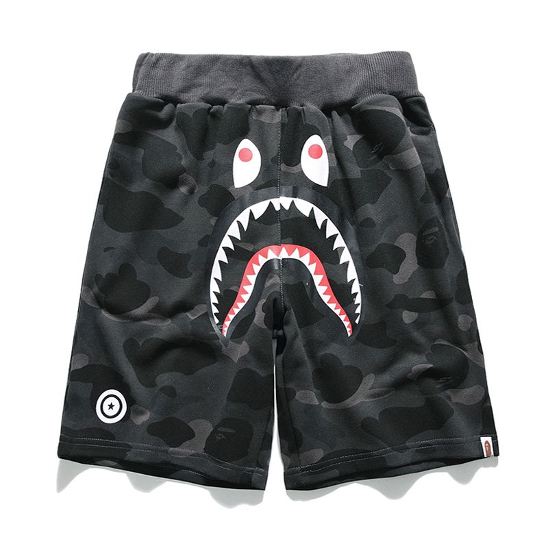 Bape ABC CAMO SHARK SWEAT SHORTS MENS black