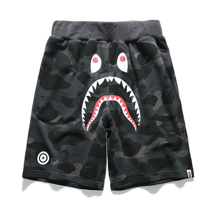 Bape ABC CAMO SHARK SWEAT SHORTS MENS black