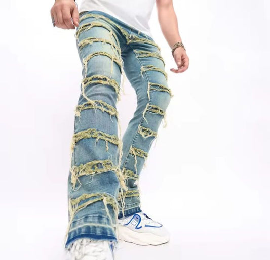 PANTALON Retro Ripped Distressed Jeans