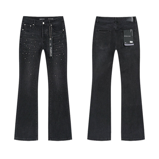 PURPLE FLARED RHINESTONE PANT PU710