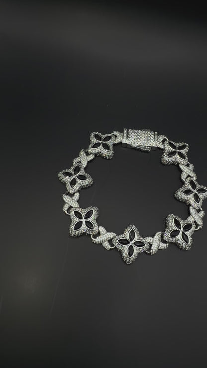 Black Floral Tennis Bracelet