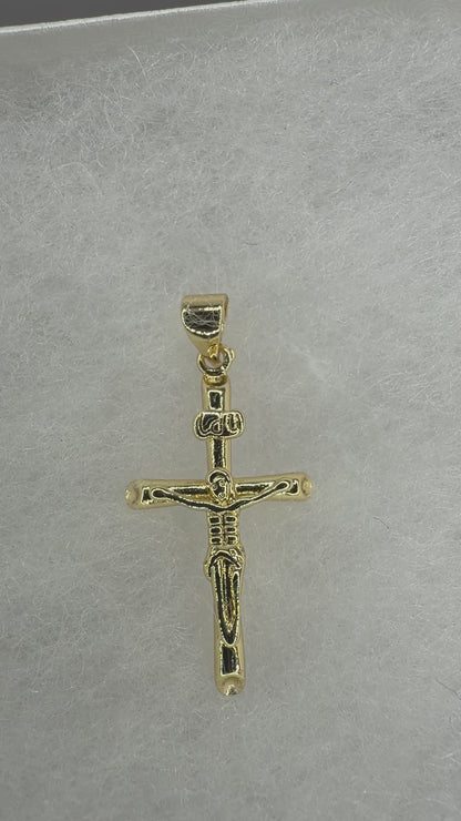 Crucifijo Escultura Clásica Oro laminado 14K